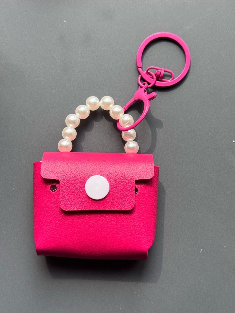 Pink Faux Leather Mini Purse Key & Card Holder Bag Charm NWT